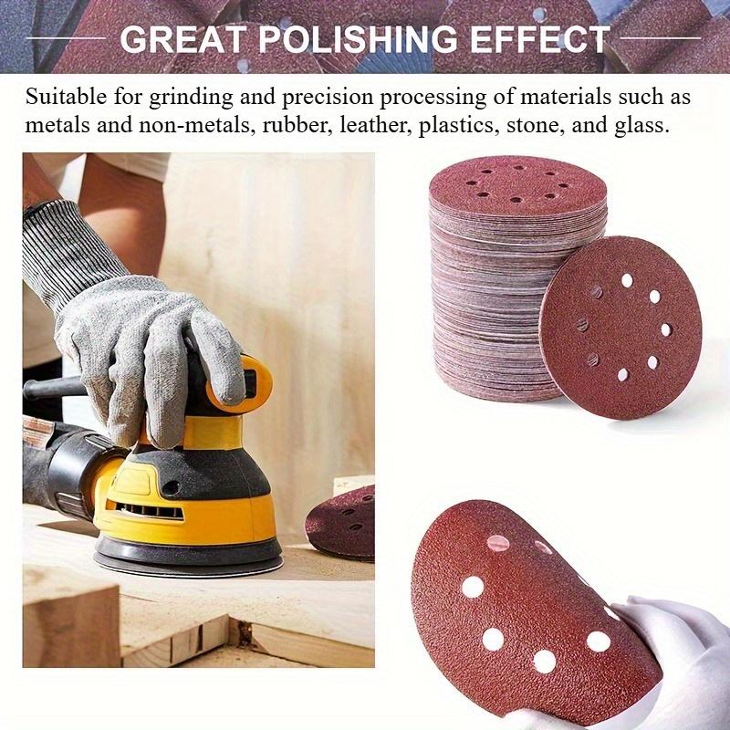 30PCS 5 inch (125mm) round sandpaper, 8-hole sanding sandpaper, 60/80/100 mesh, suitable for polishing
