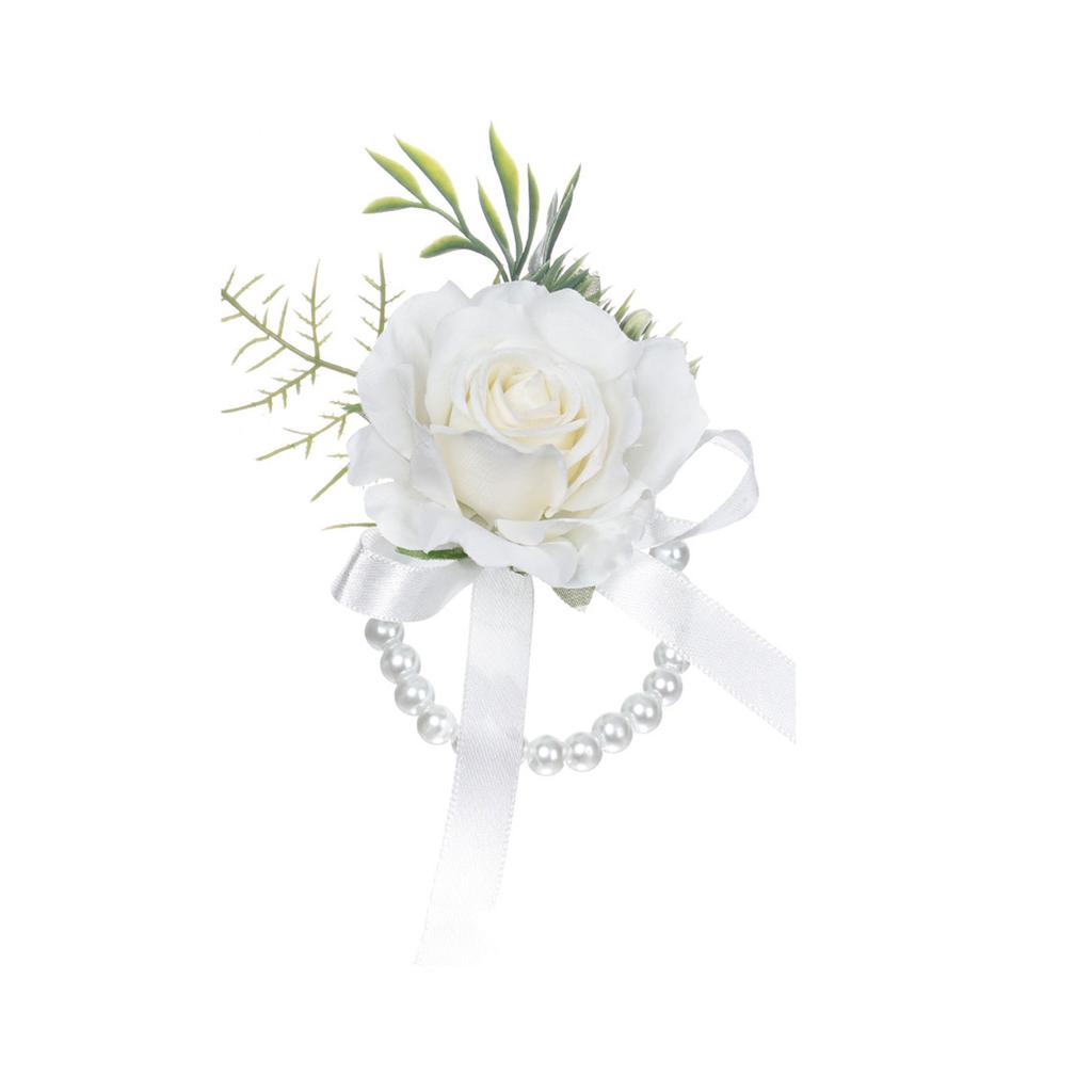 Bracelet Élégant Floral Perle Décor de Poignet Ornement pour Demoiselles d'Honneur Couronne pour Réception de Mariage Photographie