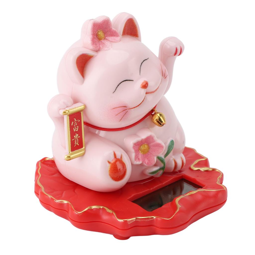 Lucky Cat Waving Arm Ornament ABS Solar Powered Light Induction Wealth Welcoming Cat Decoration for