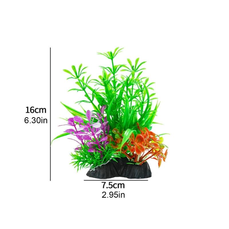 5PCS Life Like Plant Fishtanks Decoration Artificial Water Plant with Base for Office Commercial Use Aquariums Landscape