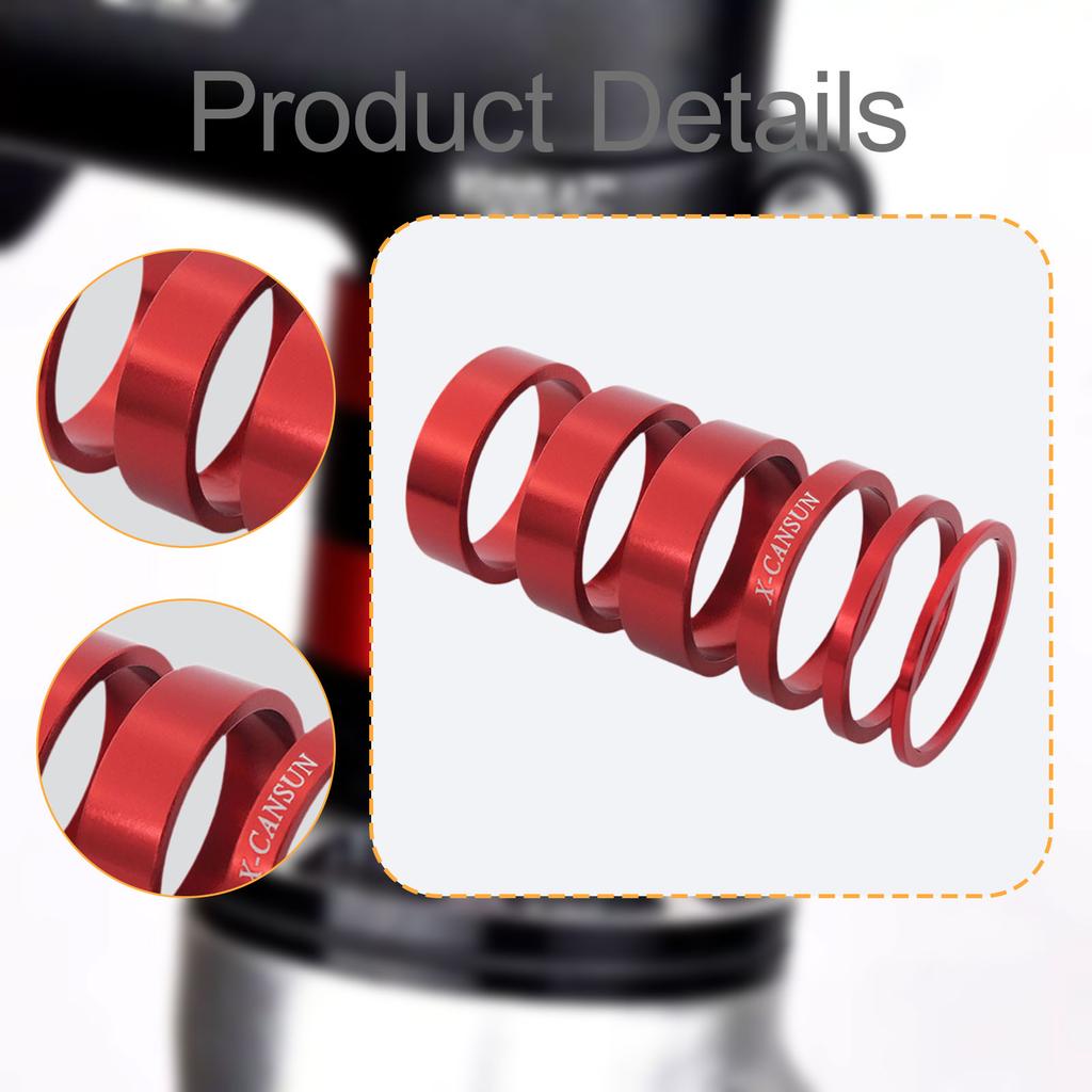 6 Pcs/Set Road Bike Headset Spacer Bike Stem Washer Repair Parts Practical Portable Headset Spacers Bicycle Accessories