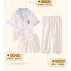 Girls Ice Silk Pajama Set Short Sleeve Long Pants Cartoon Print Comfortable Sleepwear Ages 8