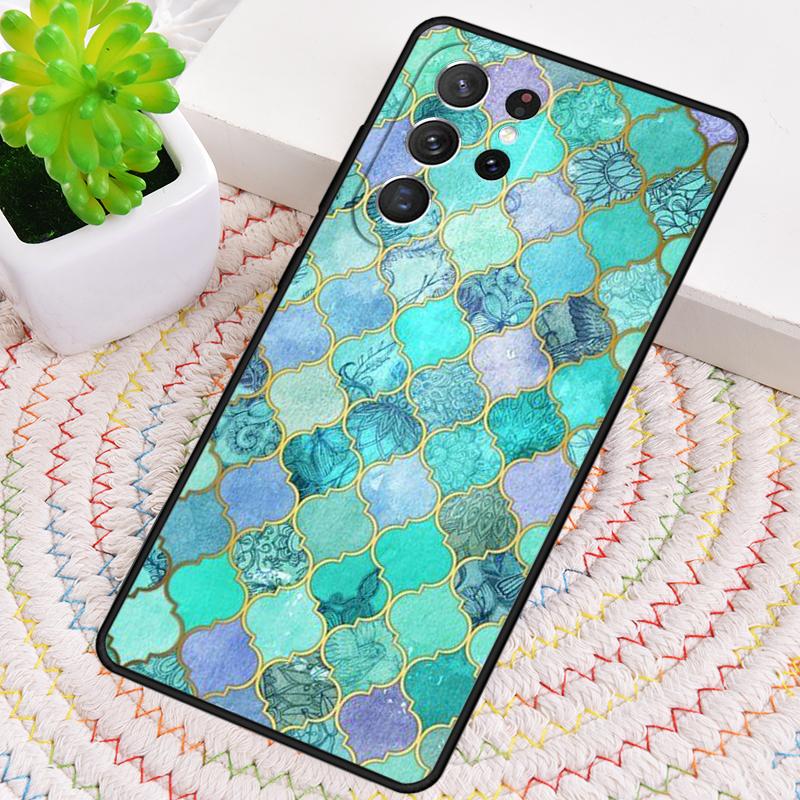 Moroccan Tile Silicone Phone Case For Samsung Galaxy note 10 pro S26 S25 S24 S23 S22 S21 Plus S25Ultra Capa Cover
