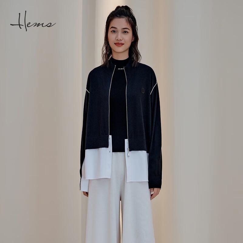 Heilmans Women's Semi-High Collar Zip Wool Cardigan