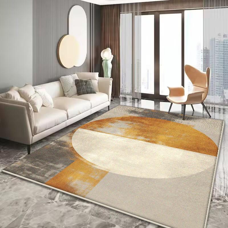 Modern Orange Decoration Carpet Living Room Simple Geometry Carpets Home Sofa Light Luxury Rugs Bedroom Bedside Soft Floor Mat