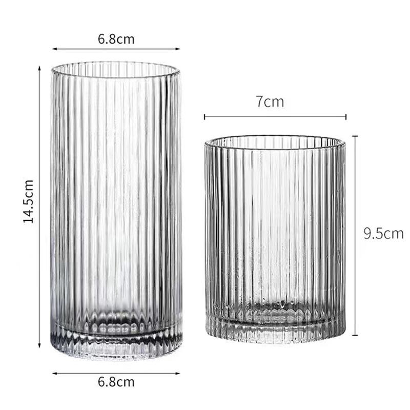 250ml/360ml Glass Vertical Striped Cups Coffee Latte Juice Cup Milk Glasses Beverage Cup Household Water Cups Female Drinkware