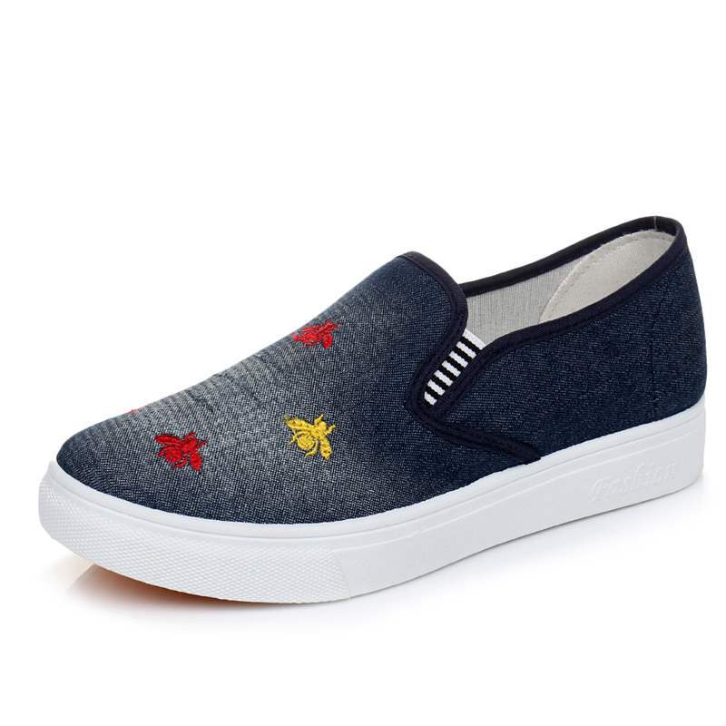 Cloth shoes Spring and autumn denim canvas shoes Flat-bottomed lazy one-pedal single shoes