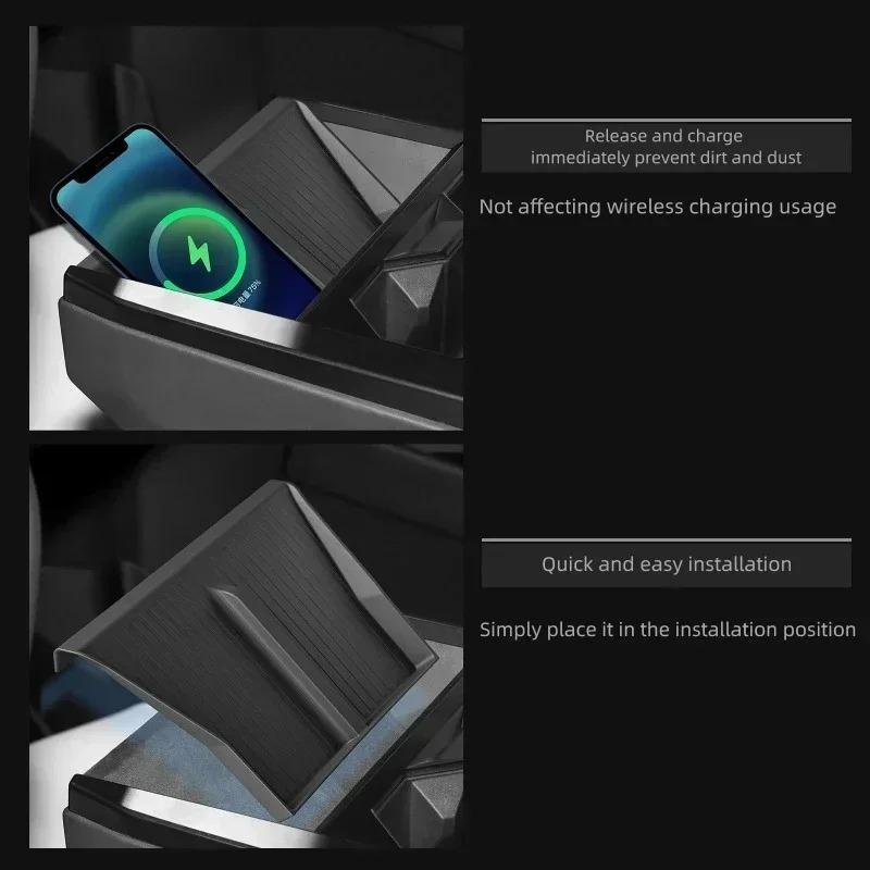 For Tesla Cybertruck 2025 Central Control Wireless Pad Car Accessories Pickup Truck Mobile Phone Non-slip Storage Mat Silicone