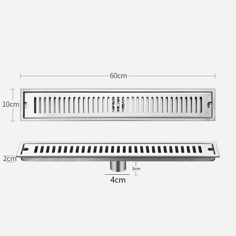 Stainless Steel Linear Floor Drain Anti-Odor Food Grade Material Fast Draining Long Drainer for Kitchen Bathroom Shower