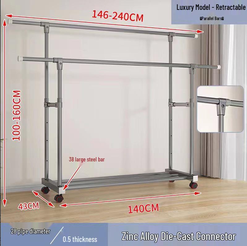 Cream Style Movable Indoor Clothes Drying Rack and Hanger