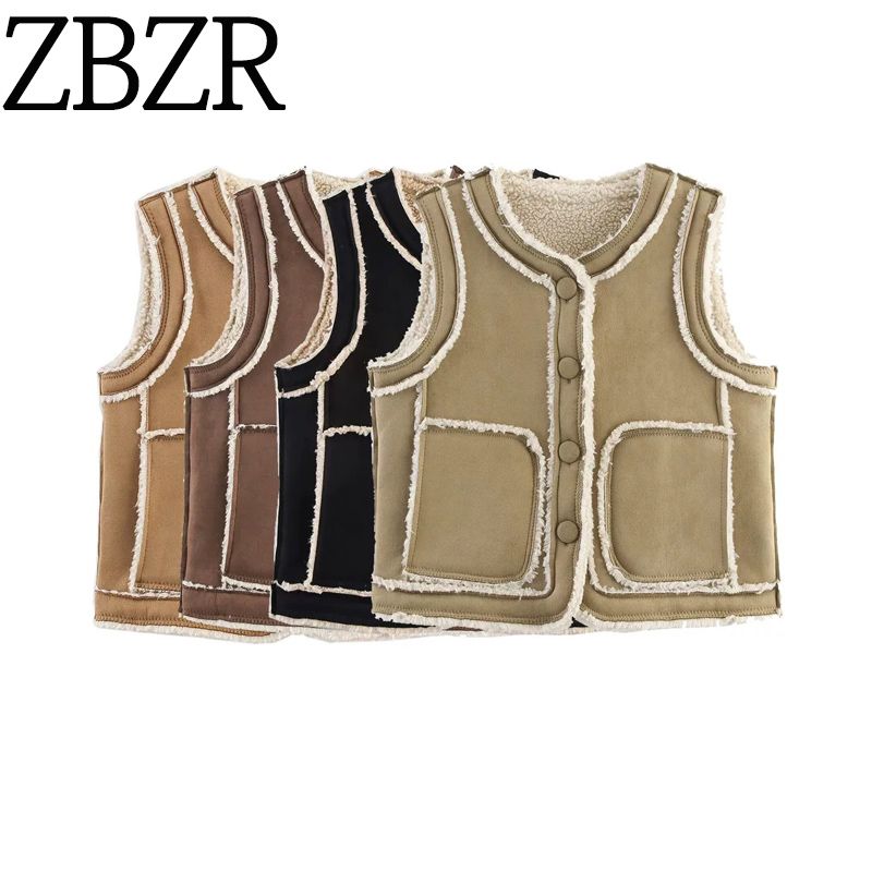 Zbzr Autumn New Women Clothes European and American Fan Car Suede Fur Fur Button Vest Vest