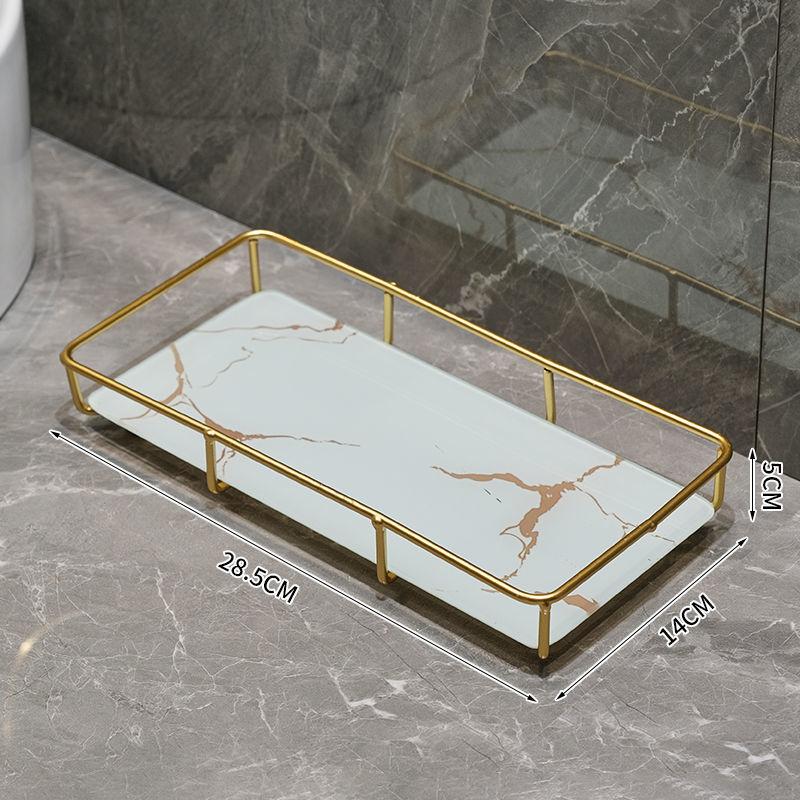 Stainless Steel Frame Acrylic Marble Storage Tray Home Room jewelry Makeup Perfume Tea Cup Storage Aromatherap Plate Tray Rack