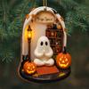 Cute Reading Ghost Halloween Ghost Ornaments 2D Flat Acrylic Pendant Halloween Hanging Home Decor