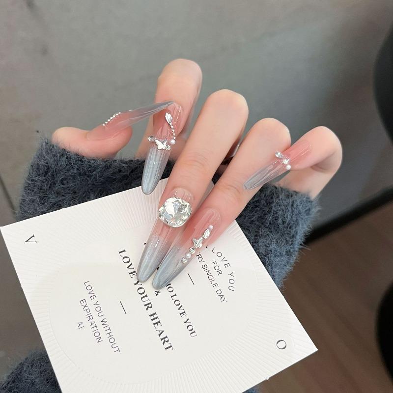 Cat's Eye Wearing Nail Pure Hand-made Nail Piece Fake Nail Wearing Nail Piece Advanced Sense Thin Dog Long