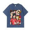 275 GSM Washed T-shirts 100% Cotton Haikyu V6 Print Unisex Heavy Cotton T Shirt