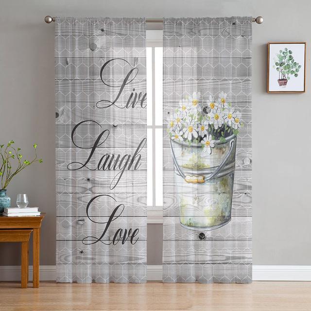 

Прозрачная занавеска с изображением божьей коровки и ромашки для гостиной, вуаль для оконных жалюзи, тюль для спальни, драпировка, кухня, занавески для зала Cortinas 1 PCS W150XH250cm