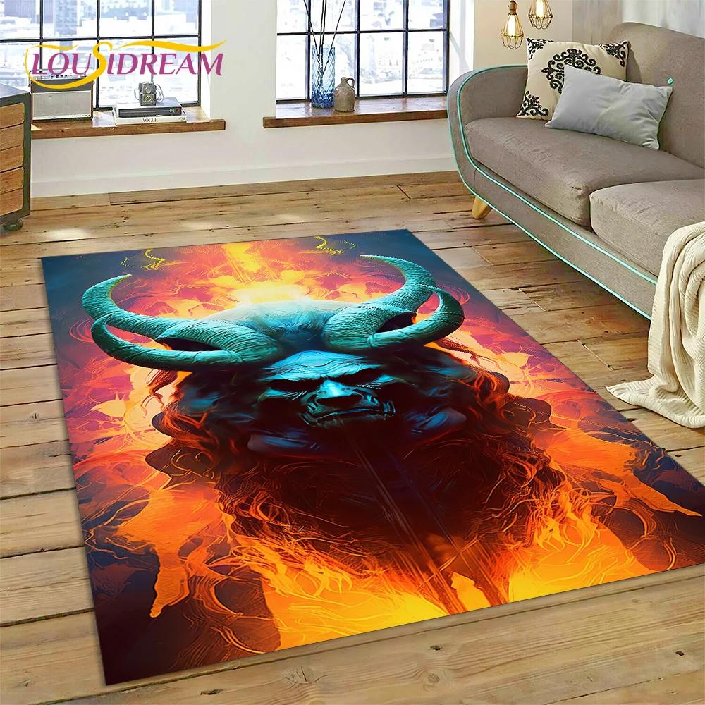 Gothic Horror Monsters Demon Ghost Carpet Rug for Bedroom Living Room Home Sofa Decoration,Children Game Large Decor Floor Mat
