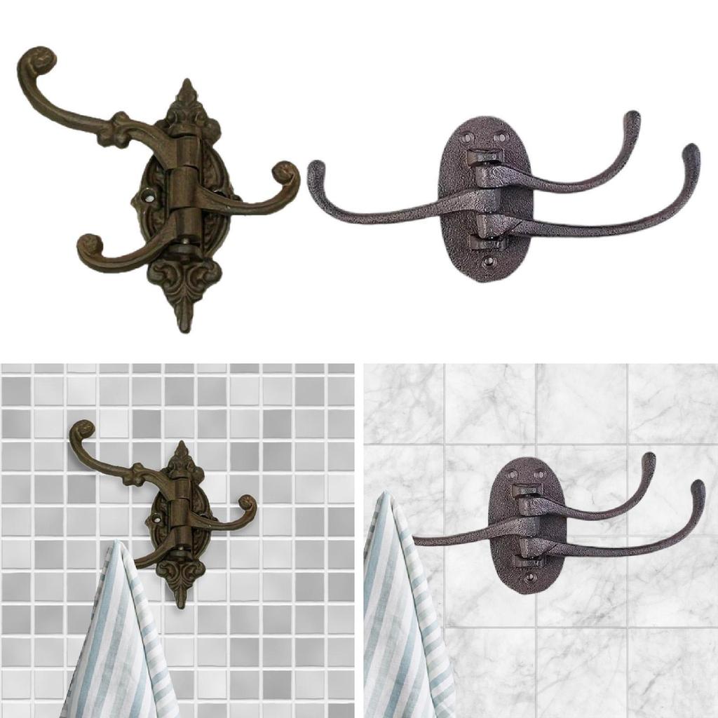 Cast Iron Hook Hanging Storage Wall Mount Key Holder Garage Organizer Shed Coat Hanger for Home Entryway Jackets Hat Mudroom