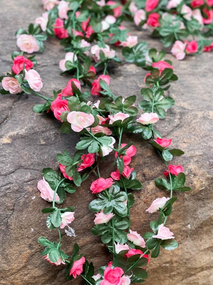 6 Pcs Flower Garland Artificial Rose Vine Flowers with Green Leaves Hanging Fake Roses Vine for Room Anniversary Wedding Birthday Christmas Arch Decor