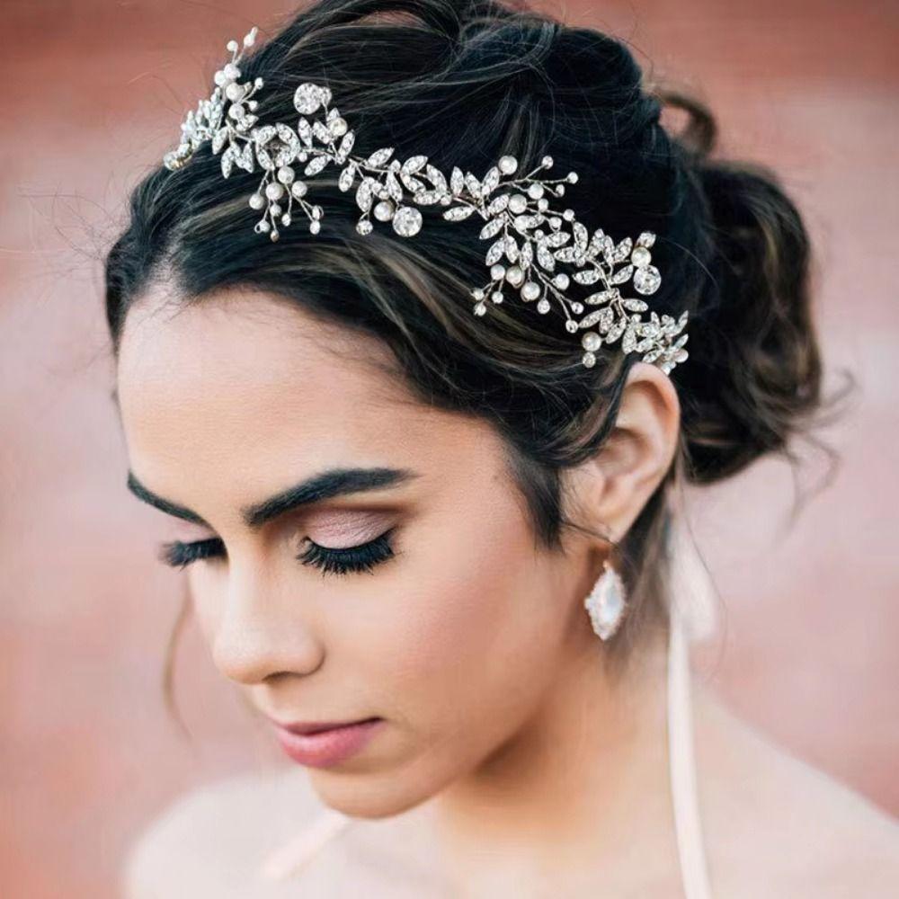 Sparkling Bridal Headband Gold/Silver Rhinestone Headpiece Versatile Wedding Tiara  Girls