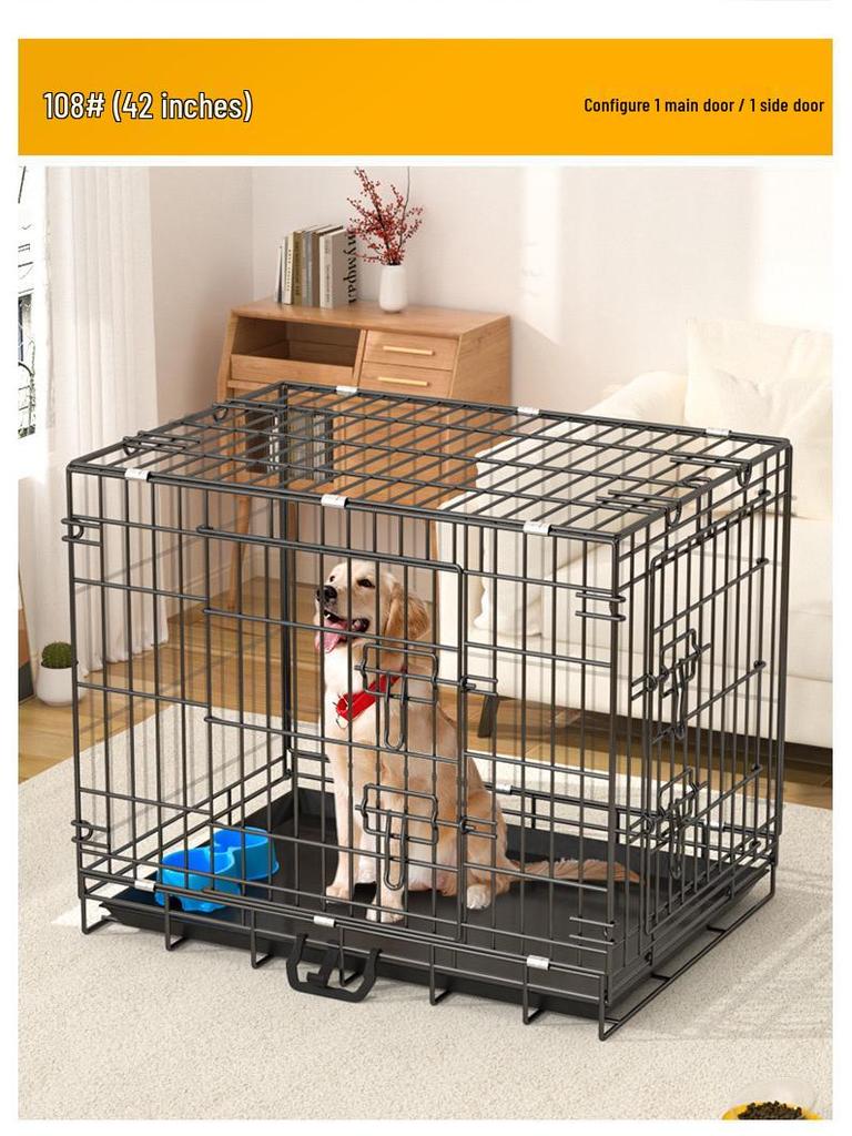 Thickened Wire Folding Dog Cage for Large and Medium Pets
