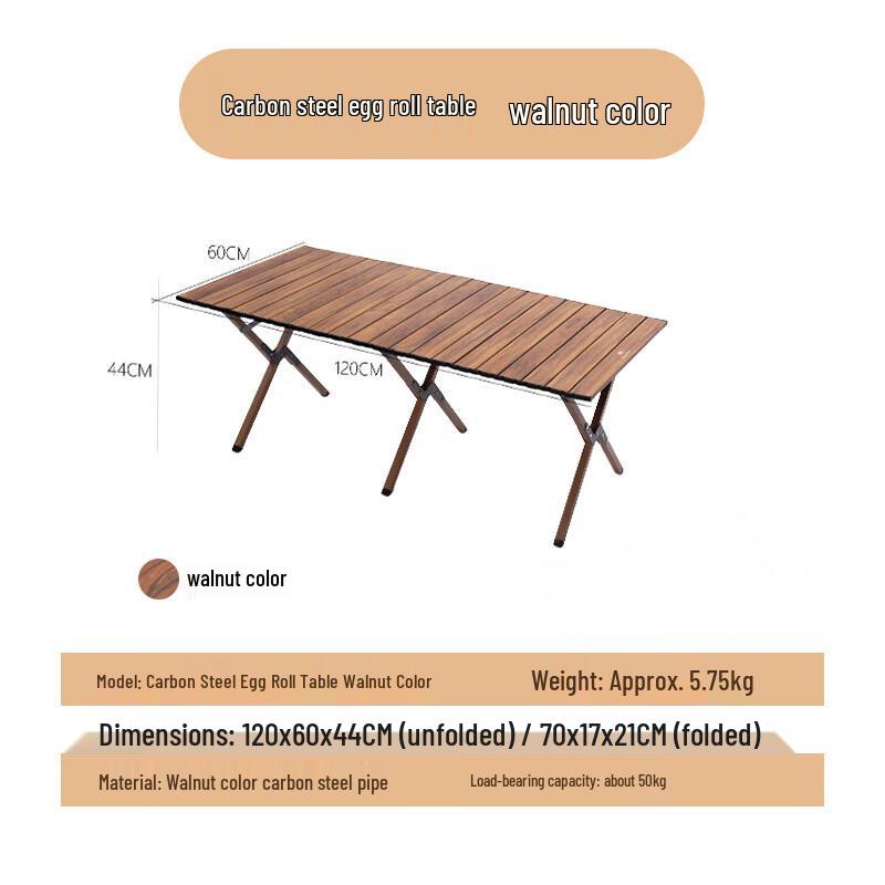 OEING Outdoor Camping Portable Folding Carbon Steel Roll-up Table