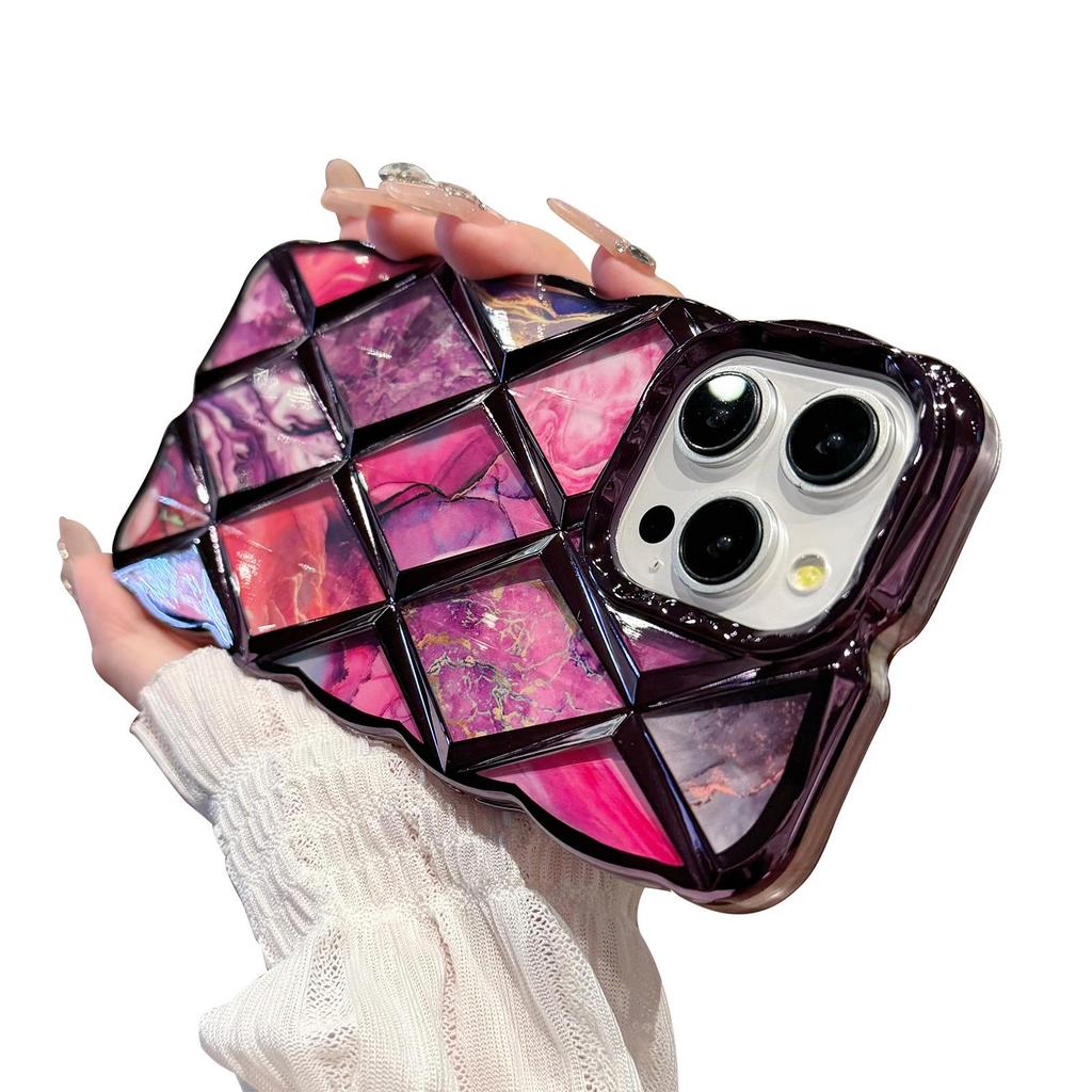 Electroplated Diamond Lattice Wave Case for iPhone 14 Pro Max - Elegant New Apple 15 Model
