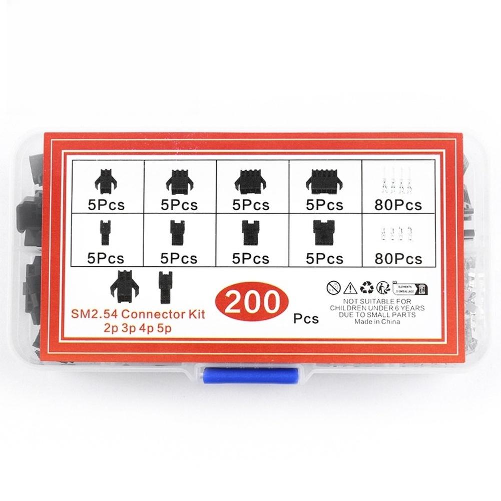 200pcs 2.54mm Terminal Connector Kit With 2P 3P 4P 5P Male Female Header For Electrical Equipment Accessories