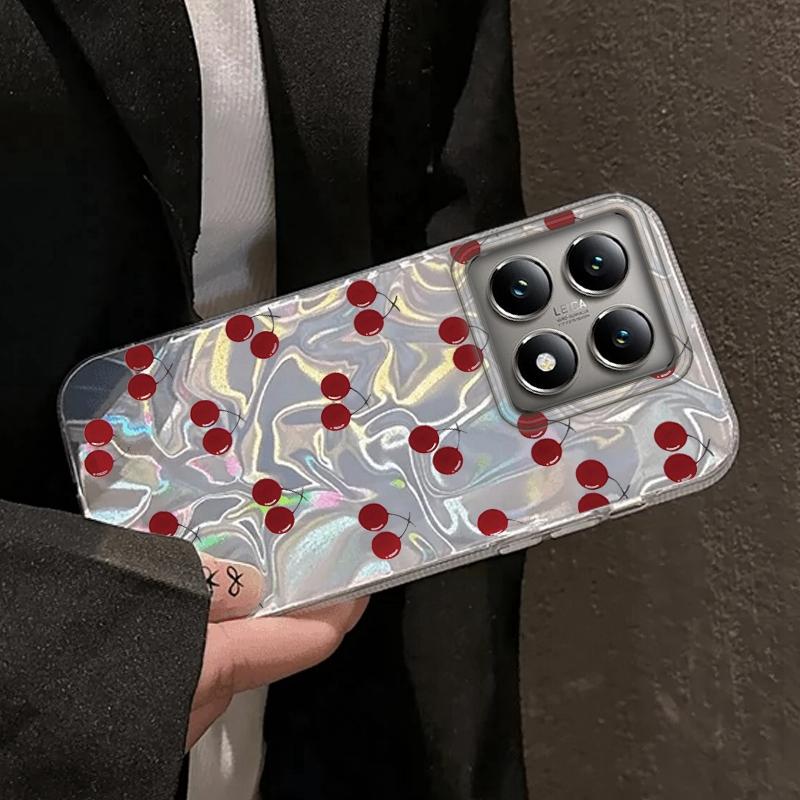 Cute Pink Cherry Bow Girls Women Phone Case For Xiaomi 14T 13T Pro 14Tpro 13Tpro 11 Lite 5G NE Shockproof Bumper Fundas Cover