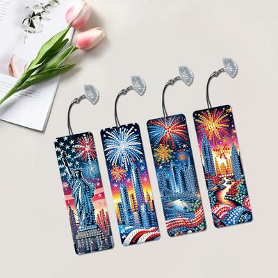 4Pcs Animal Patterns DIY Diamond Painting Bookmark Diamond Painting Art Bookmarks for Readers Home Office Book Decor & Gift Idea