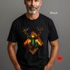 Neon Geometric Deer T-Shirt – Vibrant Wilderness Graphic Tee