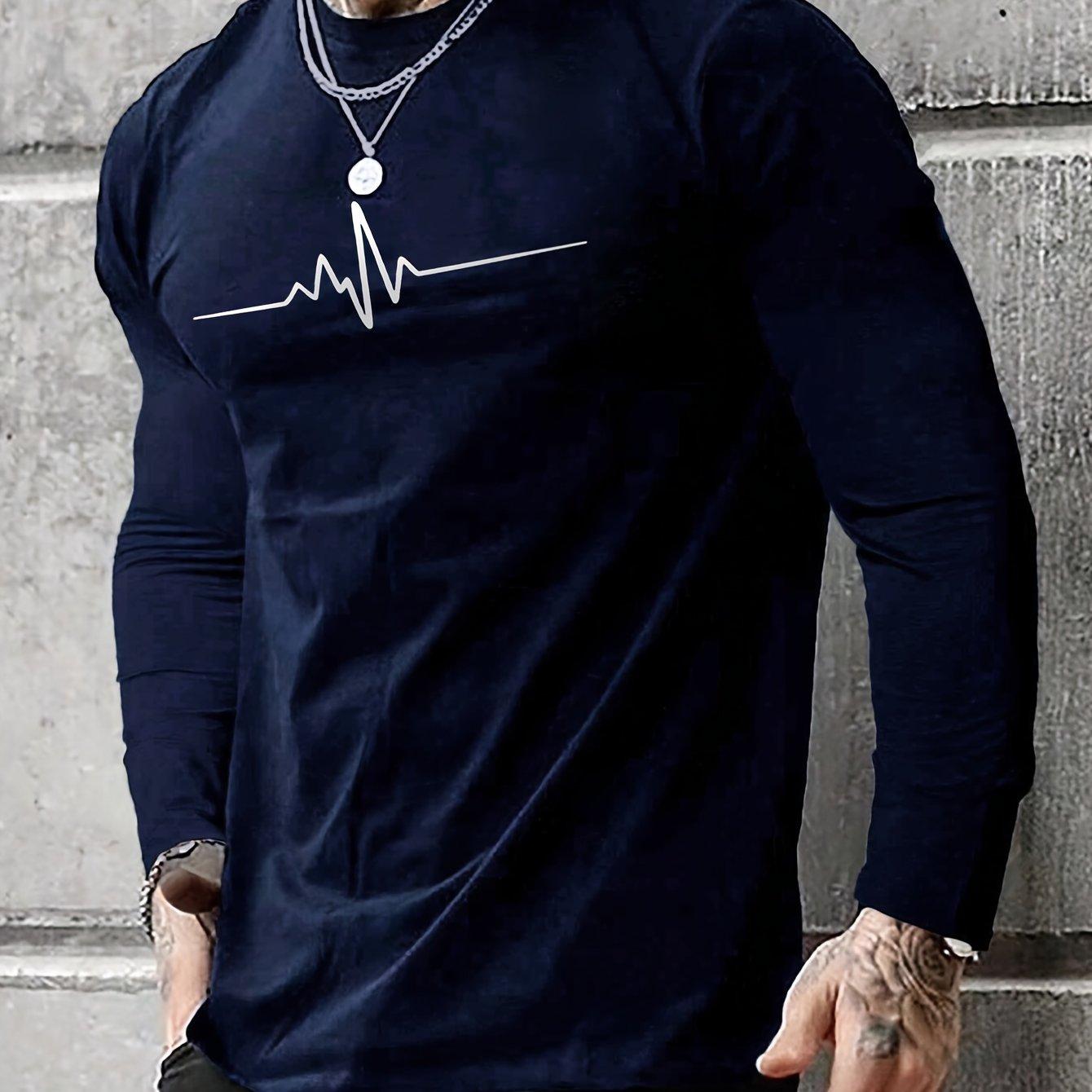 

Men s Polyester Loose and Comfortable Casual Sports Plus Size Los Angeles Letter Printed Round Neck Long Sleeved T-shirt 5XL