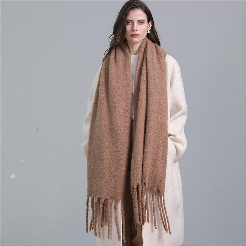European And American Winter New Extended Scarf Imitation Cashmere Warm And Versatile Solid Color Scarf For Men And Women Fashion Tassel Scarf