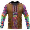 Men's Hooded Jacket Long Sleeve Pullover Top 3D Digital Indian Printed Sweatshirt