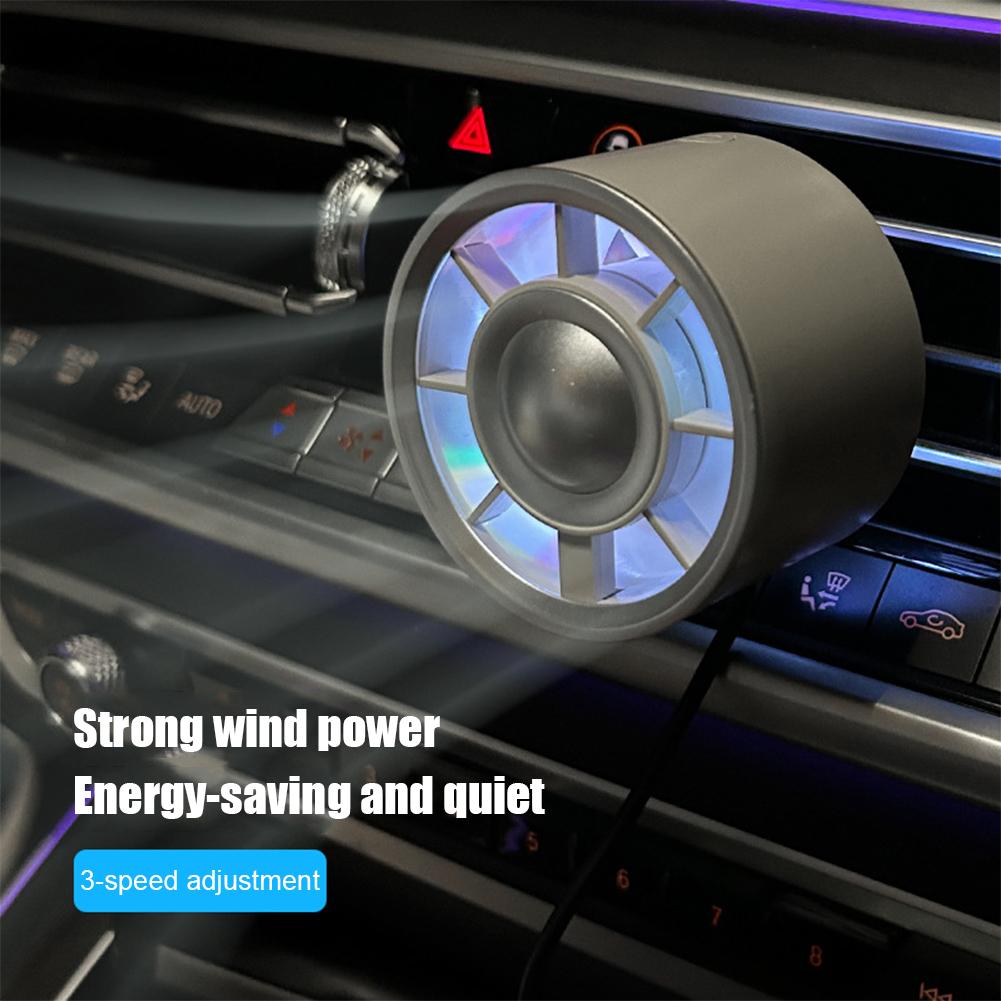 Vehicle-mounted Small Fan Air Conditioner Outlet Clamp Conditioner Colour Interior Usb Light Am J4V2