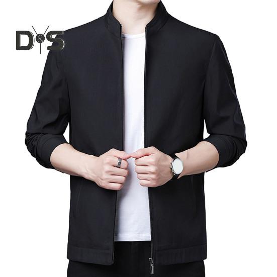 

Мужское весенне-осеннее пальто с воротником-стойкой, однотонный кардиган на молнии с длинными рукавами, облегающий деловой костюм с карманами, мужской костюм, куртка XL чёрный