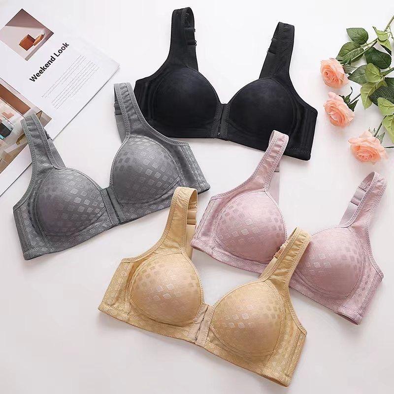 Women's Front Buckle Bra Without Steel Ring Thin Underwear Push Up Bra A/B Cup