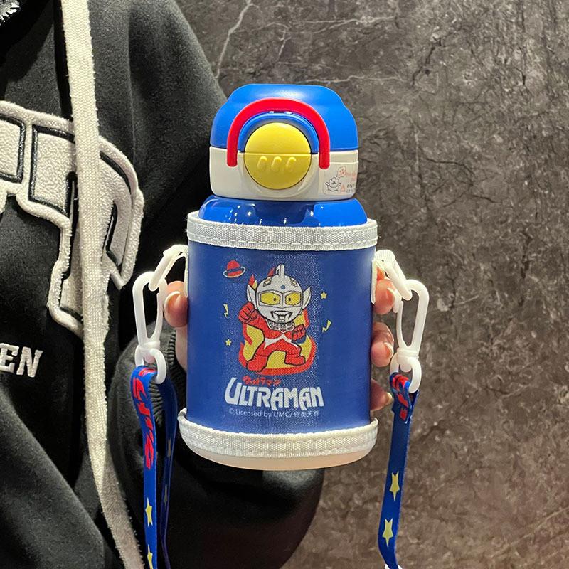Ultraman Kids Insulated Water Bottle With Straws For School And Travel