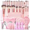 Premium 49-Piece Makeup Brushes Set Synthetic Bristles Wood Handles Travel-Friendly Face Eyes Application Includes 30 Brushes +