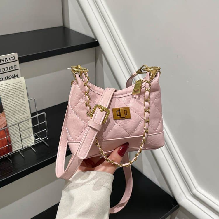 Vintage Rhombus Underarm Bag Daily Commuter Small Satchel