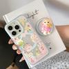 New Cute Bear Rabbit Magnetic Stand Phone Case For iPhone 16 15 14 16 Promax Fundas Cartoon with Magsafe Girls Protective Cover