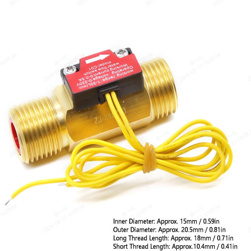 Copper Water Flow Switch Golden Flow Control Valve Copper Flow Switch  For Water Flow Sensing