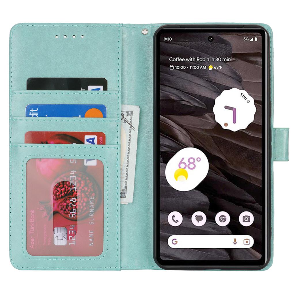 For Google Pixel 7a Case Textured Leather Wallet Phone Cover with Strap