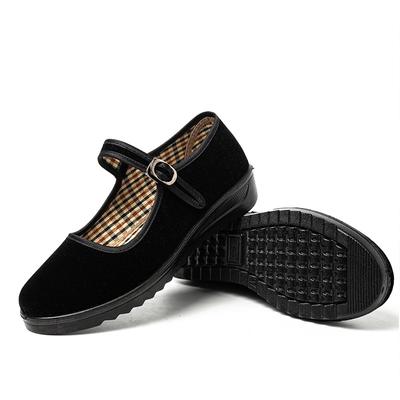 Moda Novos Sapatos de Pano Sapatos Únicos Sapatos de Trabalho de Hotel Sapatos Femininos Sapatos Únicos Aveludados Senhoras Mãe Tendão Bovino Casual Fundo Plano