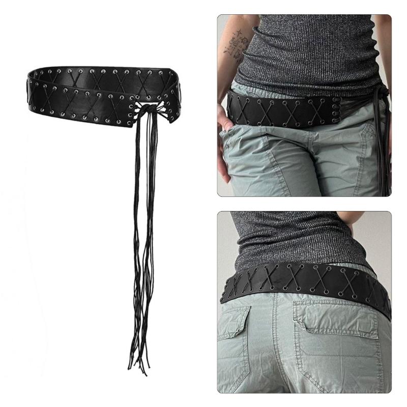 Adjust Laceup Cincher Belt Women Waist Belt Western Wide Belt PU Corset