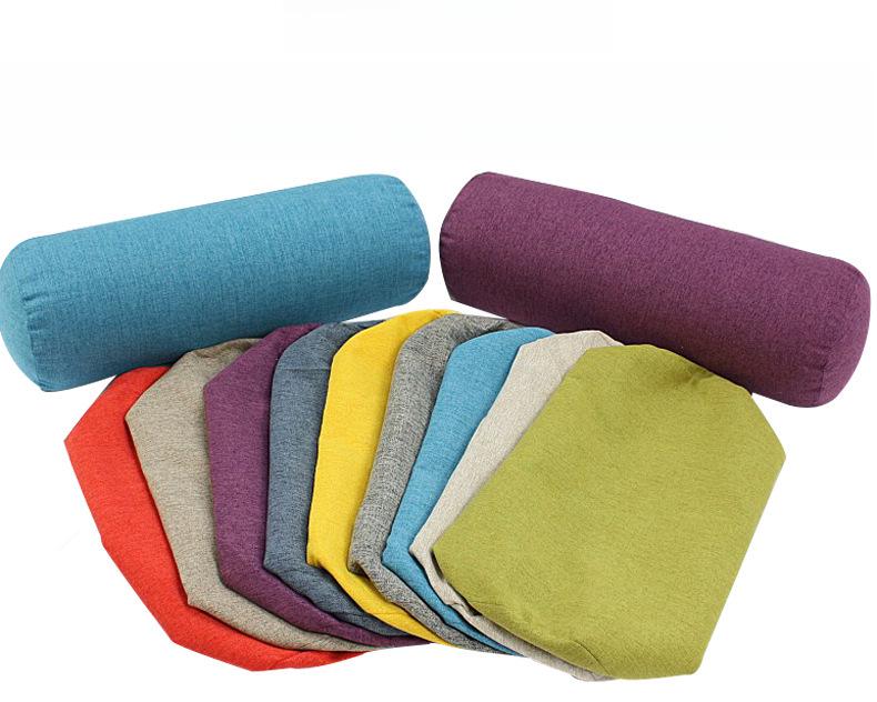 Pernă cilindrică din bumbac și in de culoare uni - Detasabilă, lavabilă, suport lombar pentru canapea, pat sau birou.