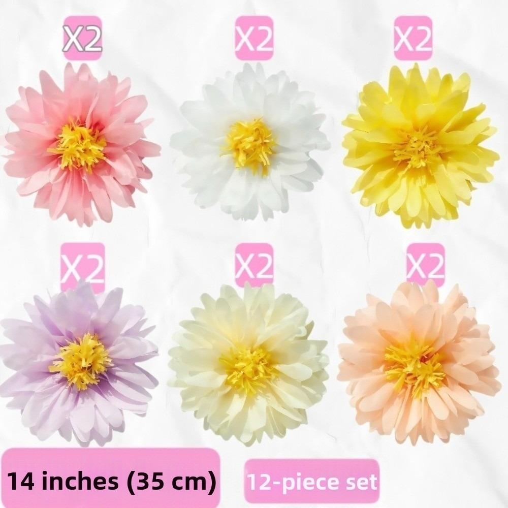 6/12Pcs/Pack DIY Craft Daisy Paper Flower Set Colorful Romantic Hanging Garland Tissue Paper Pom Poms Flowers Birthday Favors