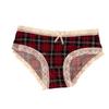 Red Plaid Trim Ice Silk Triangle Panty - Festive & Comfortable Everyday Wear