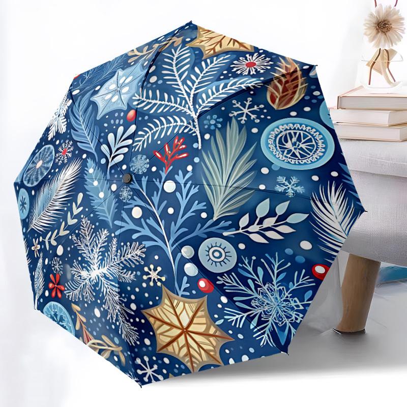 

1pc Winter Festive Automatic Folding Umbrella - Portable Collapsible, 8-Rib Durable Frame, Perfect for Outdoor Use, yy251218102