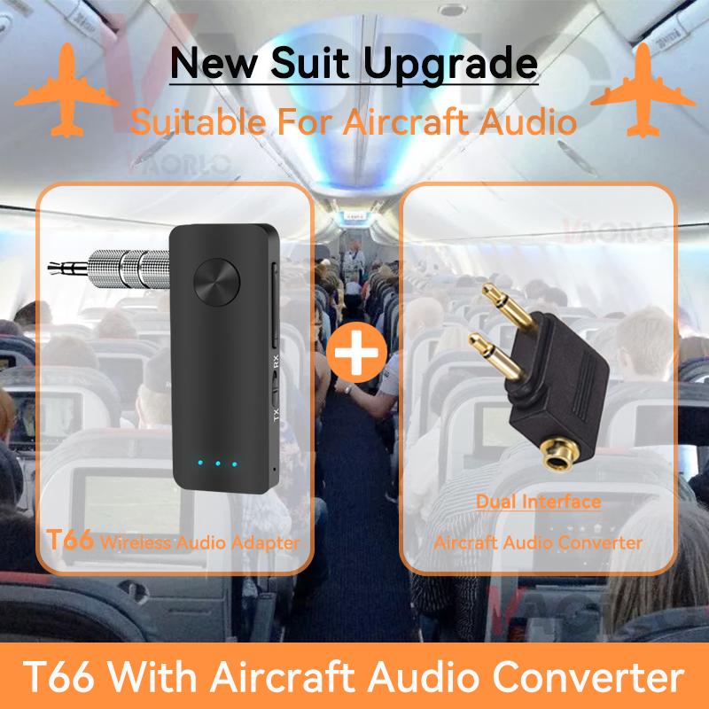 Bluetooth 5.2 Audio Receiver Transmitter 3.5MM AUX With Mic Stereo Music Wireless Adapter For Airplane PC TV Car Headset Speaker